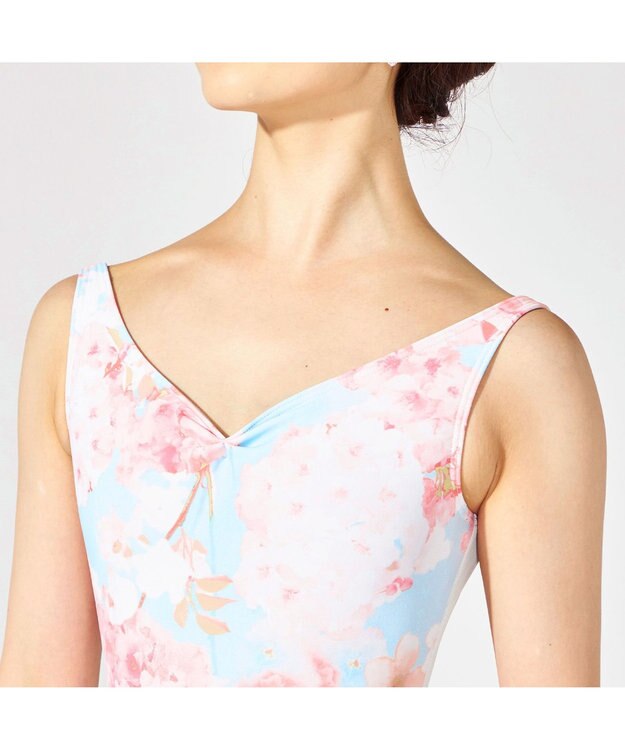 Chacott 【MAY NAGAHISA】ノースリーブレオタード チェリーピンクプリント