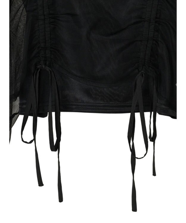 Green Parks ・ＥＬＥＮＣＡＲＥ　ＤＵＥ　チュールギャザーブラウス Black