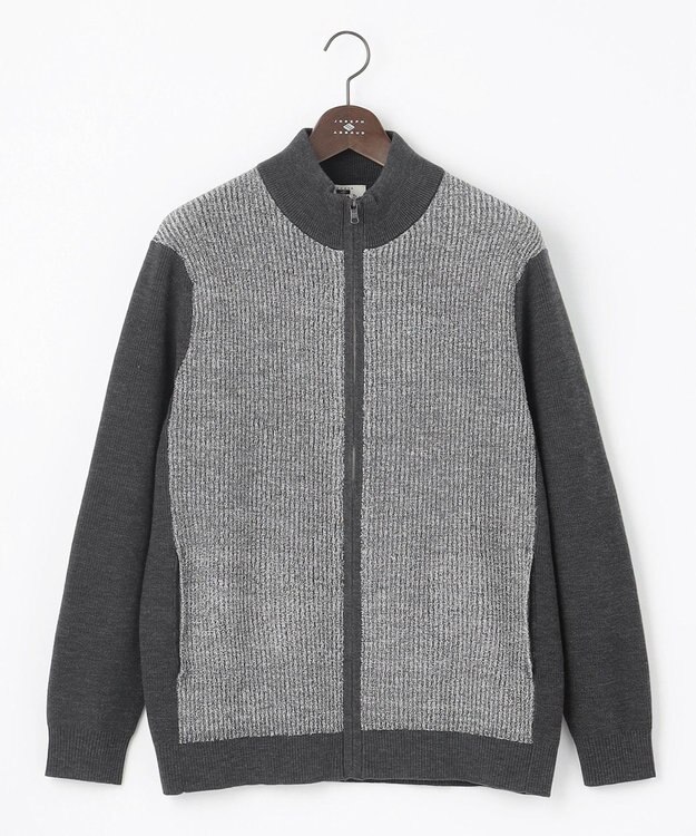 JOSEPH ABBOUD 【キングサイズ・軽量/イージーケア】 KARL KARLジップ ニット ブルゾン グレー系