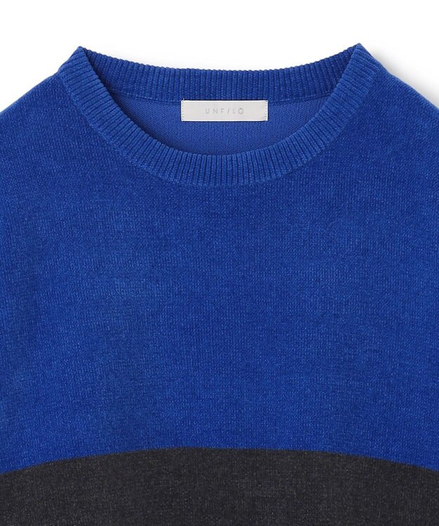 UNFILO MENS ライトモール ニット チャコールグレー×ロイヤルブルー