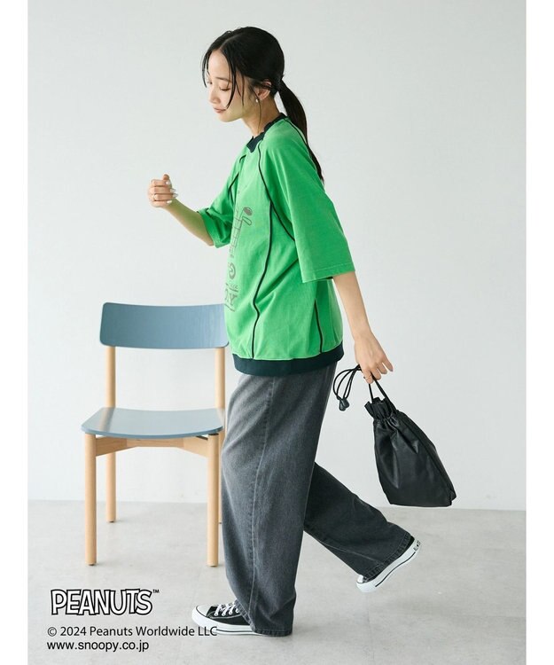 CRAFT STANDARD BOUTIQUE 【ユニセックス】PEANUTS/スヌーピー 切り替えTシャツ Green