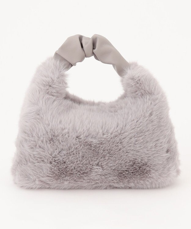 自由区 【2WAY】フェイクファーハーフムーン バッグ ライトグレー系