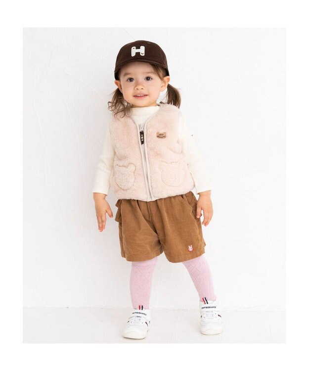 MIKI HOUSE HOT BISCUITS 【80-120cm】 コーデュロイハーフパンツ ベージュ