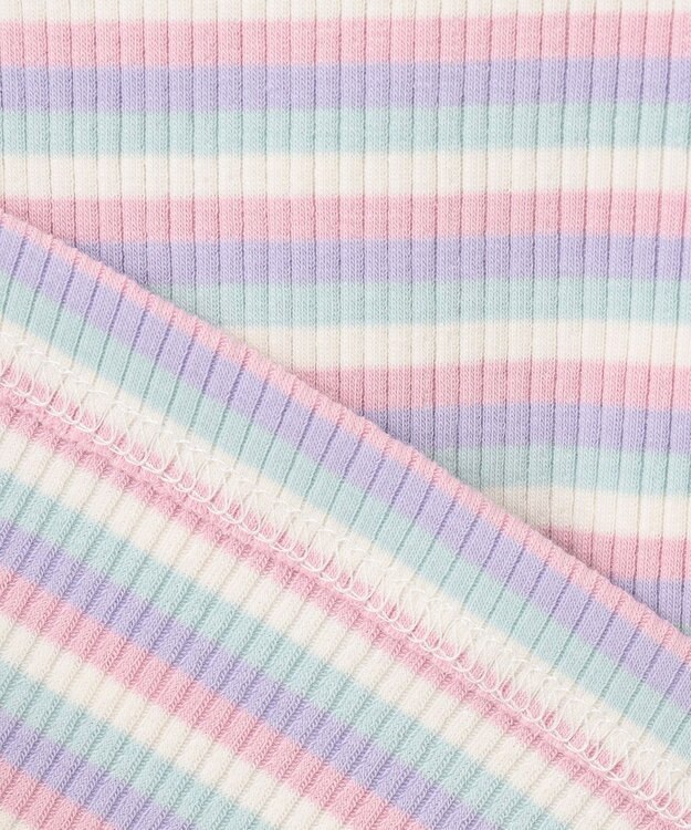 ANY KIDS リボン テレコボーダー Ｔシャツ ラベンダー系