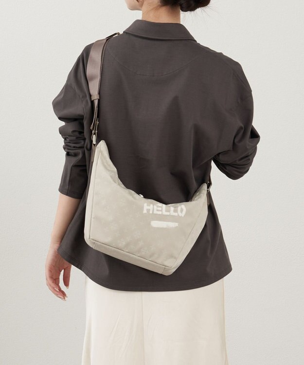 russet ステンシル風プリント ナイロン2WAYミニショルダーバッグ(SF-270) Ecru