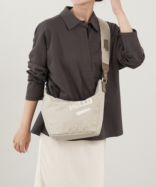 russet ステンシル風プリント ナイロン2WAYミニショルダーバッグ(SF-270) Ecru