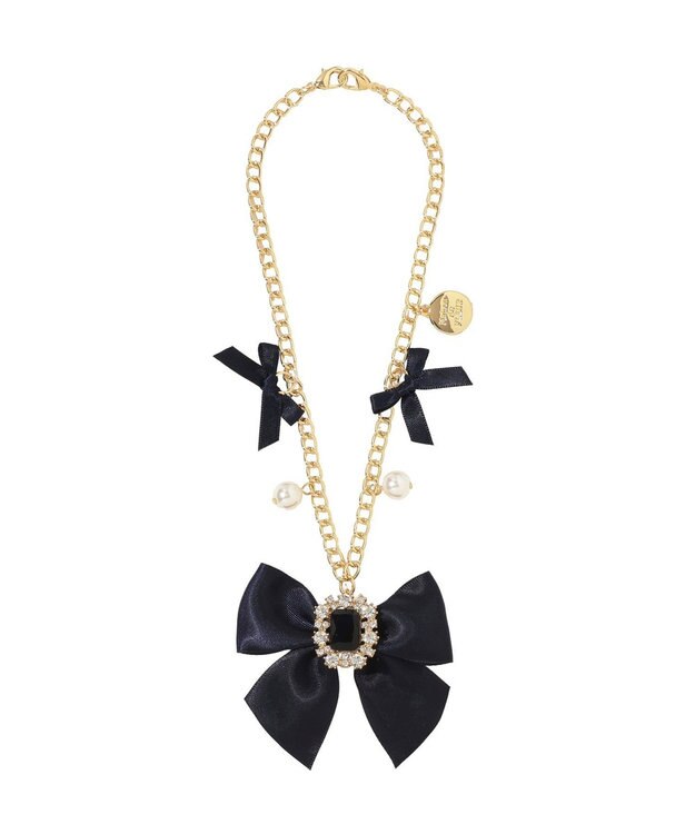 Maison de FLEUR ビジューリボンパールバッグチャーム Navy