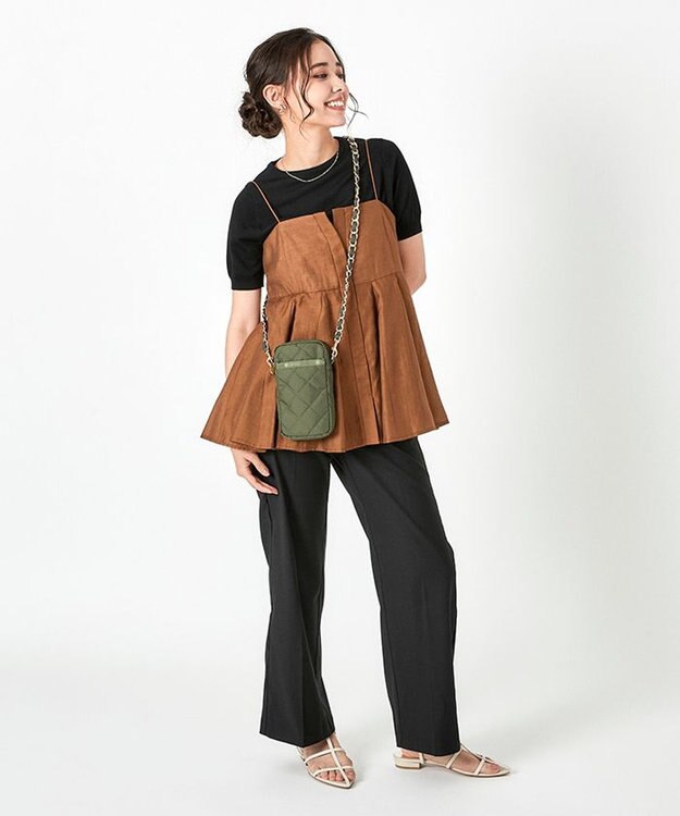 LeSportsac CHAIN MINI PHONE CRSBDY/ダークオリーブチェーンキルト ダークオリーブチェーンキルト