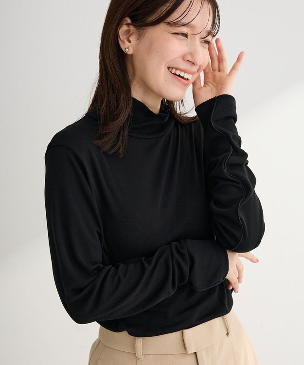 Green Parks シアーリブタートルプルオーバー Black