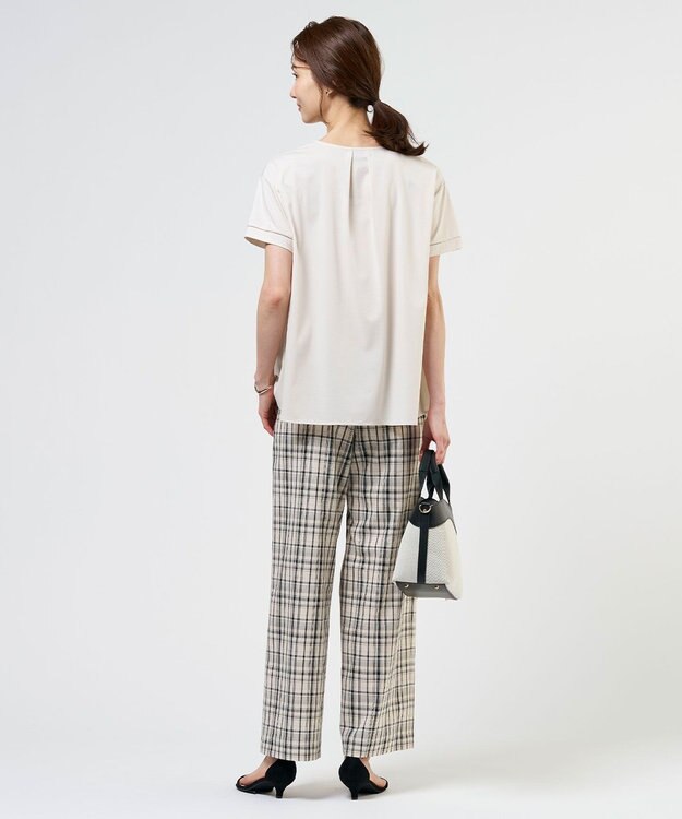 J.PRESS LADIES プレーティングジャージー チュニック丈 カットソー グレージュ系