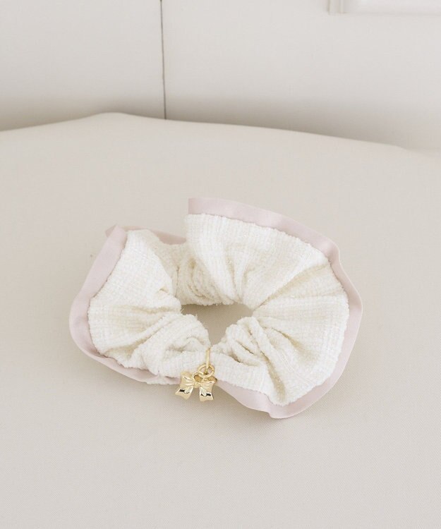 Maison de FLEUR ツイードリボンシュシュ Ivory