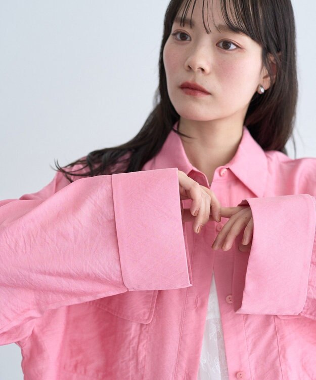 earth music&ecology Ｗポケットシャツ Pink