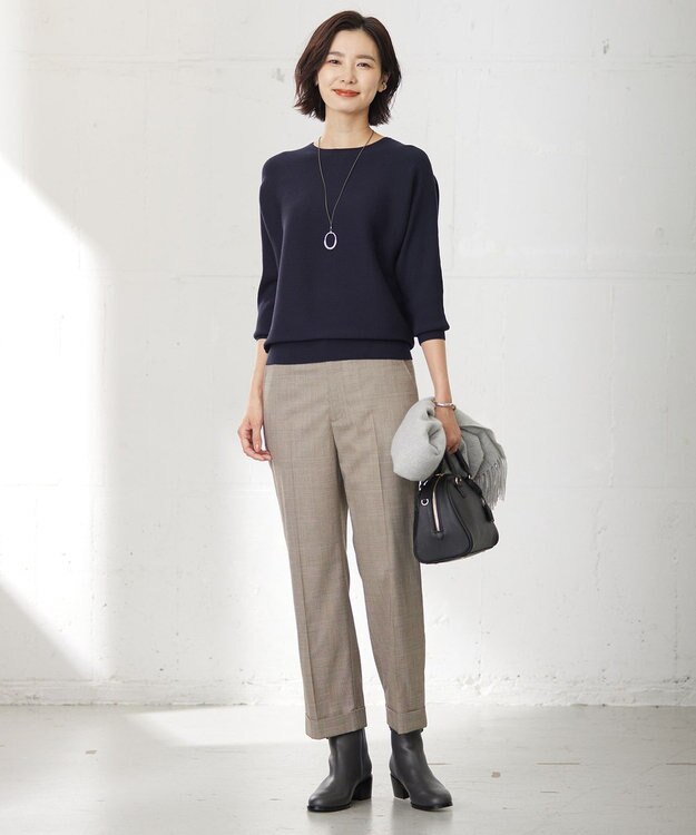 J.PRESS LADIES T/R/W グレンチェック パンツ ブラウン系3