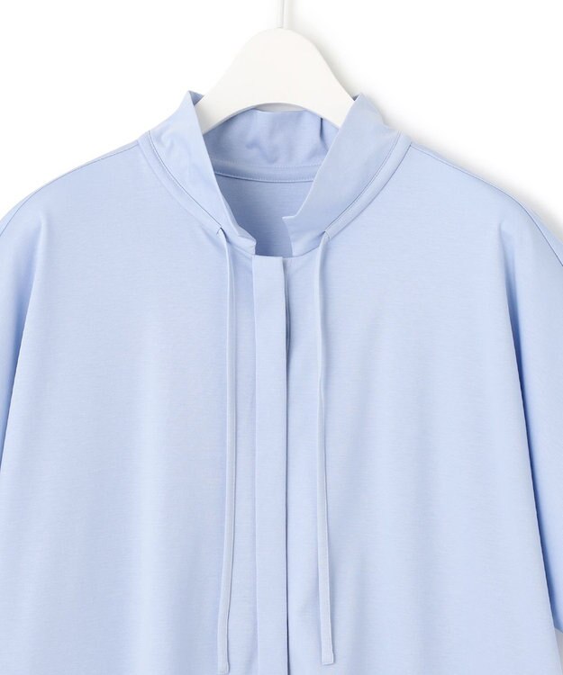 ICB 【WEB限定】ブラウスライクスムース スタンドカラーカットソー スカイブルー系