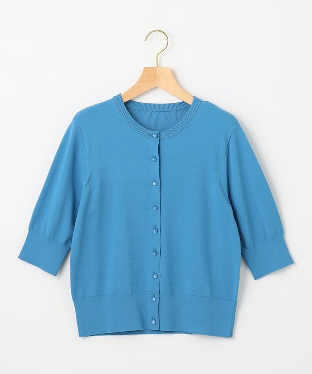 組曲 【5色展開・洗える】MINA半袖 カラーカーディガン ブルー系