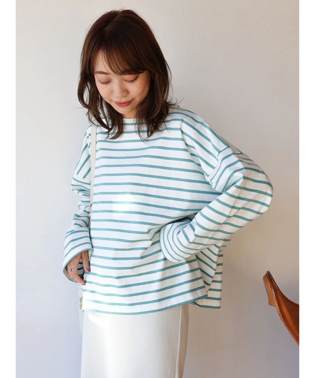 AMERICAN HOLIC ＯＥ天竺ボーダーＢＩＧプルオーバー Mint