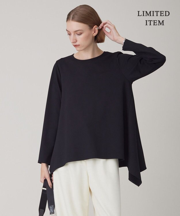 ICB L 【WEB限定・洗える】ヴィスコースストレッチポンチ イレギュラーヘムプルオーバー ブラック系