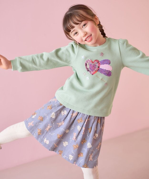 ANY KIDS ミラクルスパンコール トレーナー ミント×流れ星