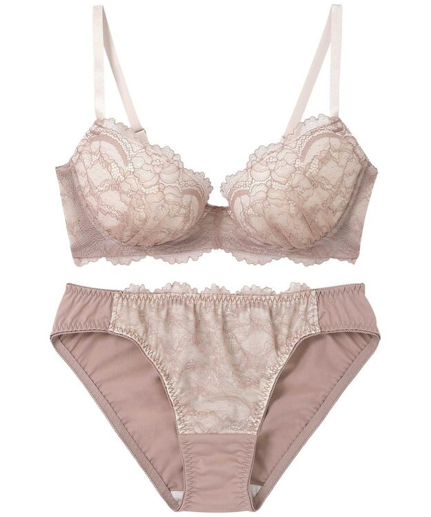 AMPHI ブラジャー ショーツセット まる胸メイク 推し活・推し事応援 Aカップあり 【ブラショーツセット】 上下セット ブラ BBJ201 アンフィ／ワコール ベージュ