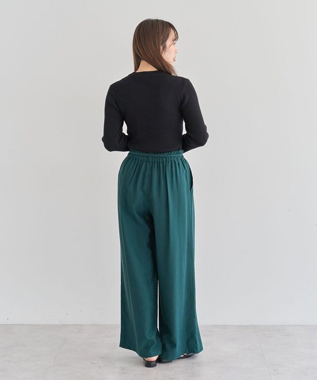 Green Parks もちやわ袖口釦リブニットプルオーバー Black