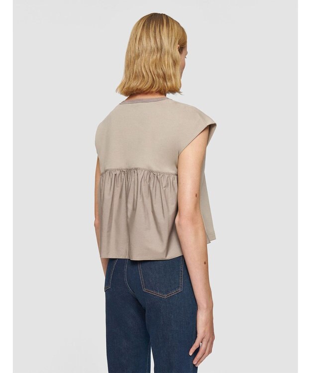 JOSEPH 【洗える】ポプリンジャージー　キャップスリーブティーシャツ Escargot