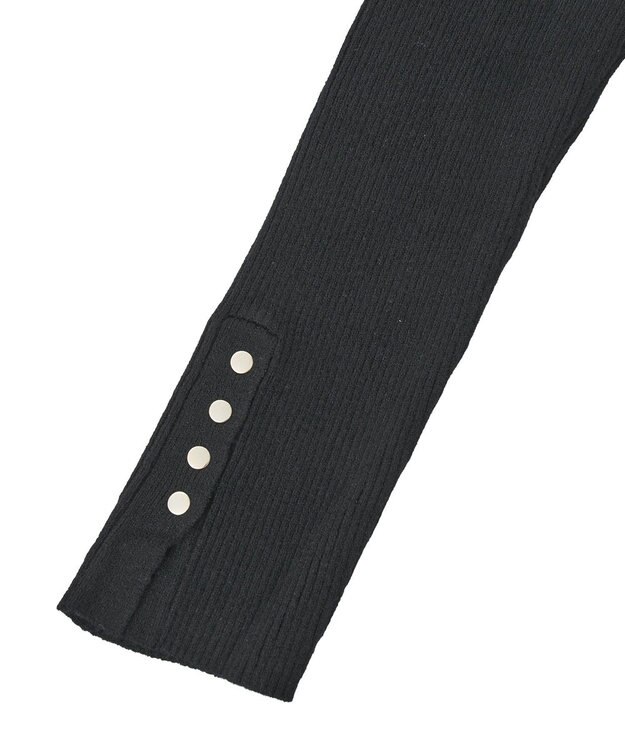 Green Parks もちやわ袖口釦リブニットプルオーバー Black