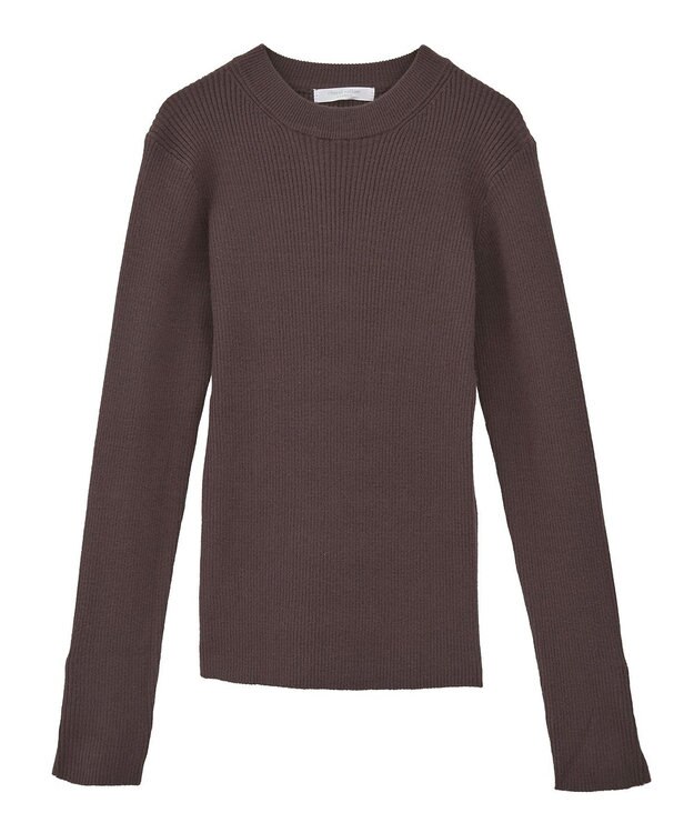 Green Parks もちやわ袖口釦リブニットプルオーバー Brown