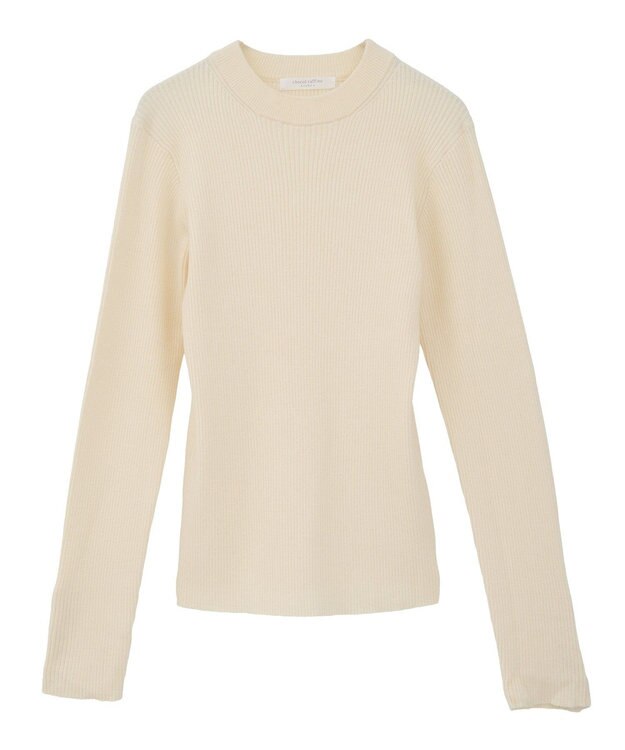 Green Parks もちやわ袖口釦リブニットプルオーバー Off White