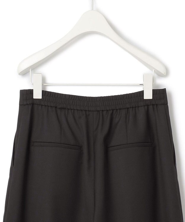 ICB 【洗える】 ウールヴィスコースストレッチ タックパンツ ブラック系