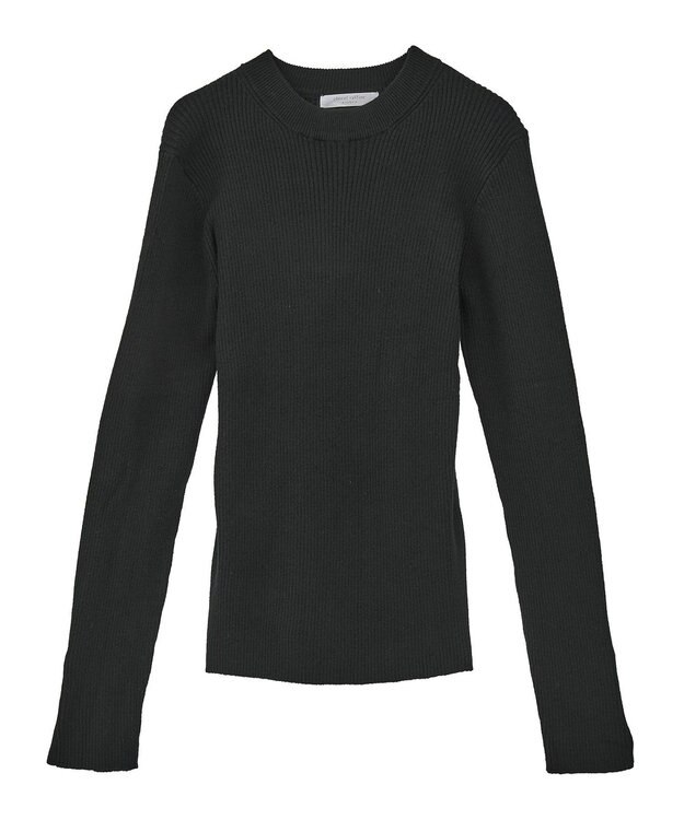 Green Parks もちやわ袖口釦リブニットプルオーバー Black