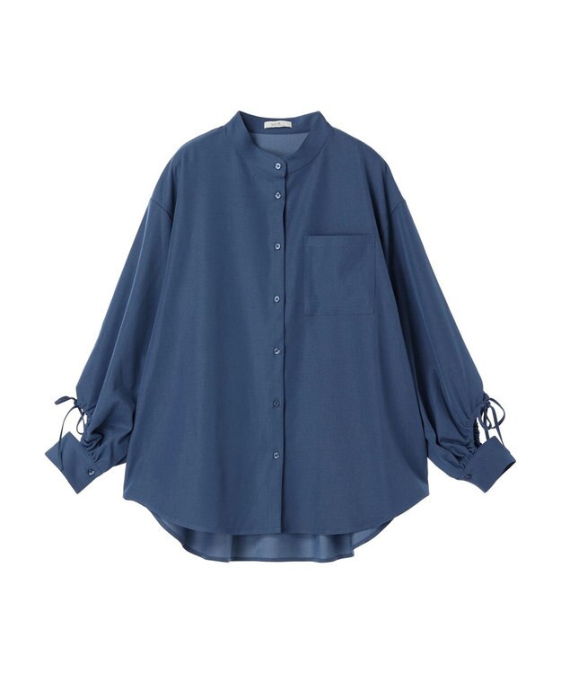 earth music&ecology リボンポイントシャツチュニック Blue