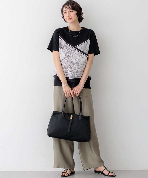 23区 S 【先行予約/見上愛さん着用】ブライトカルゼ ワイド パンツ カーキ系