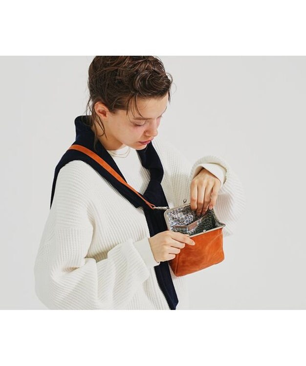 genten アンティーコ×LIBERTY 口金ミニポシェット オレンジ