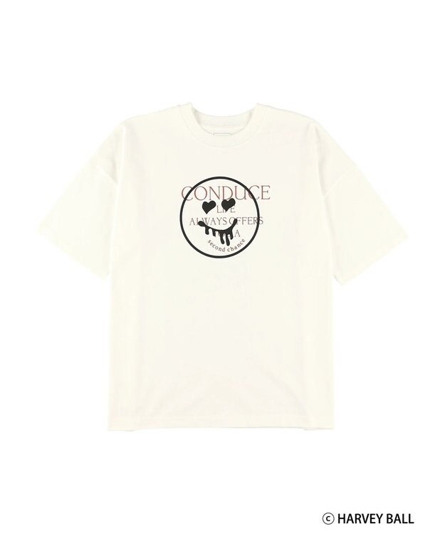 Green Parks Ｓｍｉｌｅｙ　Ｆａｃｅ／スマイル＋ロゴＢｉｇＴシャツ White