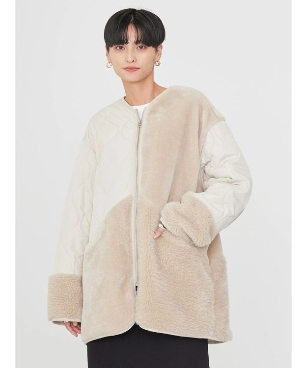 AMERICAN HOLIC キルポカボアＭｉｘキルティングコート Light Beige