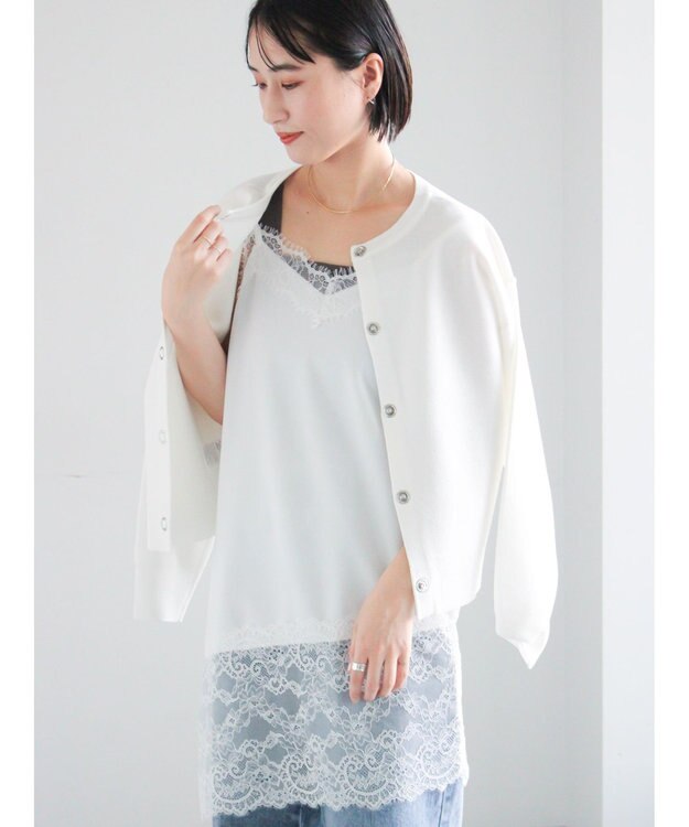 Te chichi イレギュラーヘムレイヤードレースキャミ オフホワイト