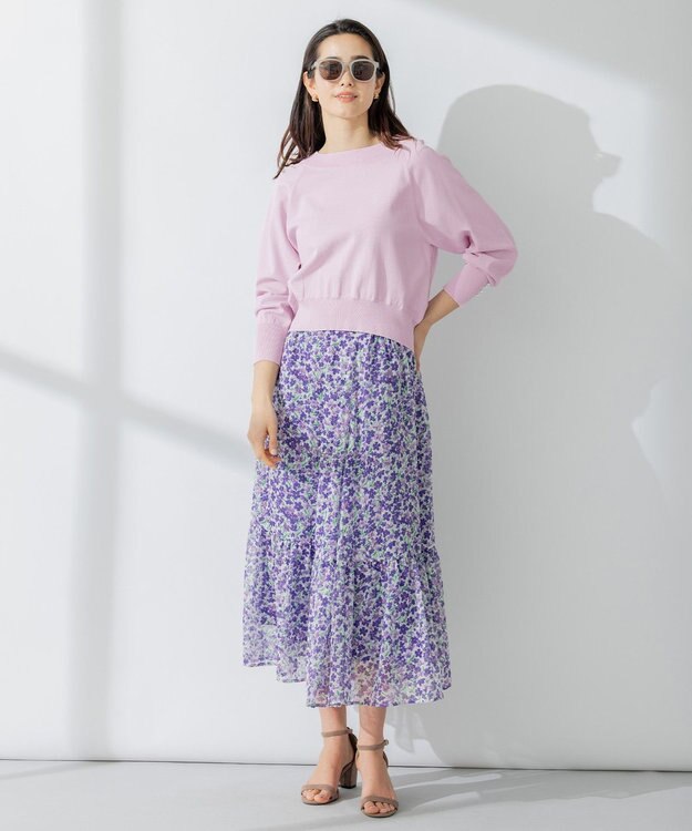 組曲 S 【パールボタン付】ブーケカラーリラクシー ニット ピンク系