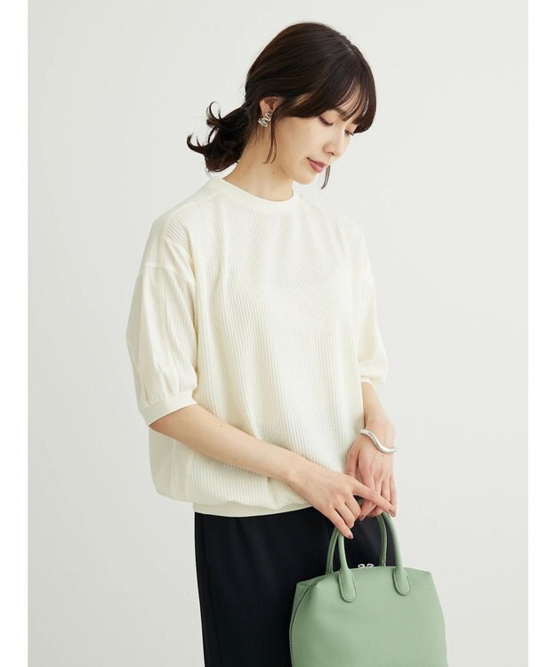 Green Parks ワッフル布帛ドッキングプルオーバー２ Off White