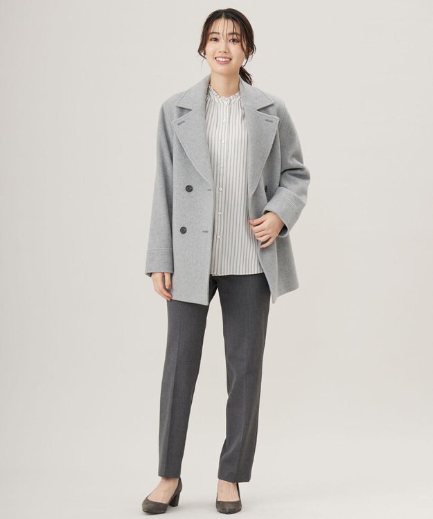 J.PRESS LADIES T/Rアルガンシルク テーパード パンツ ライトグレー系