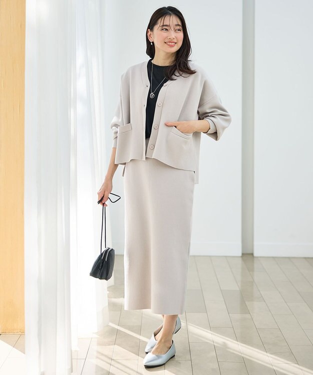 ANY L ミラノリブニットカーディガン グレージュ