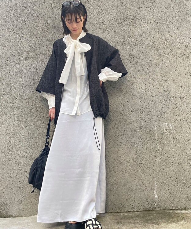 Green Parks AnriettMusee サテンナロースカート Gray