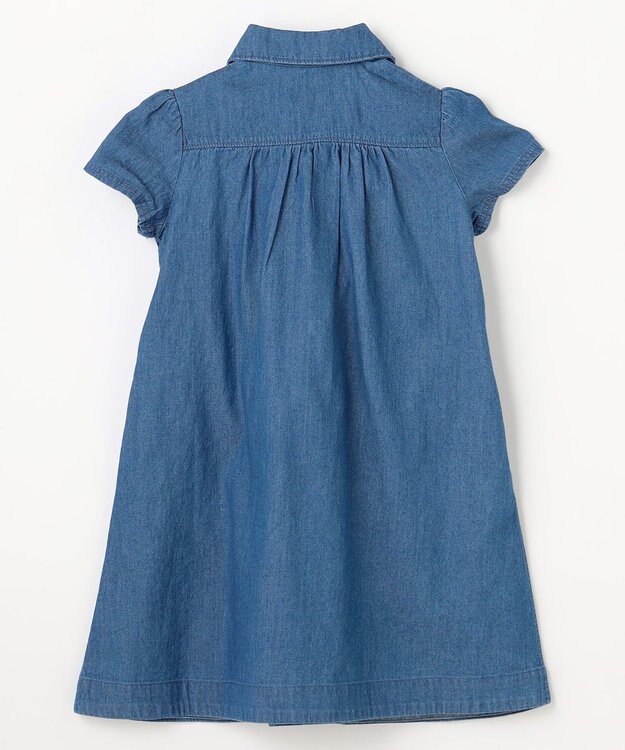 組曲 KIDS 【110-140㎝】 フラワーボタンデニムワンピース ネイビー