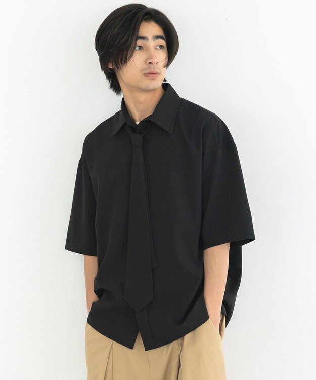 CRAFT STANDARD BOUTIQUE タイ付き半袖シャツ Black
