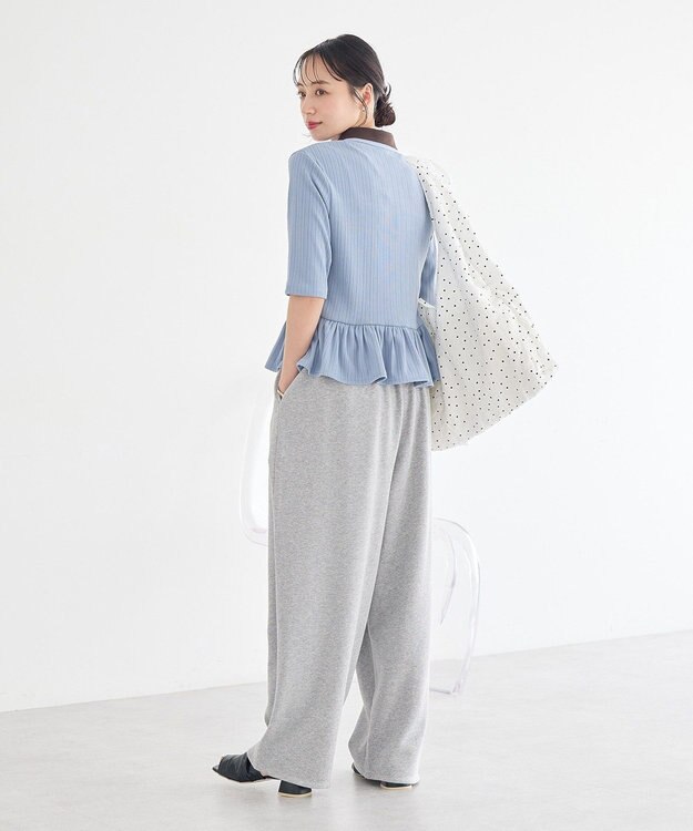 earth music&ecology ダブル衿ペプラムプルオーバー Sax