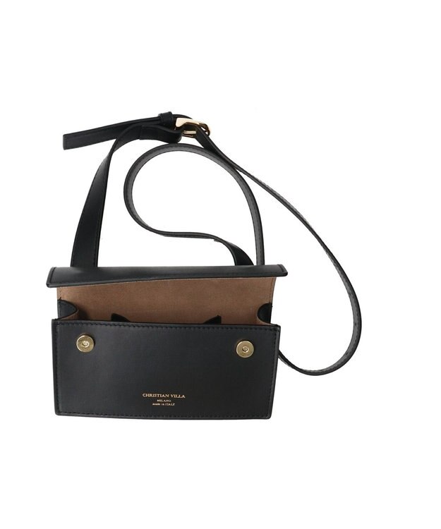 INTER-CHAUSSURES 【Christian Villa】スムースレザーミニショルダーバッグ ブラック