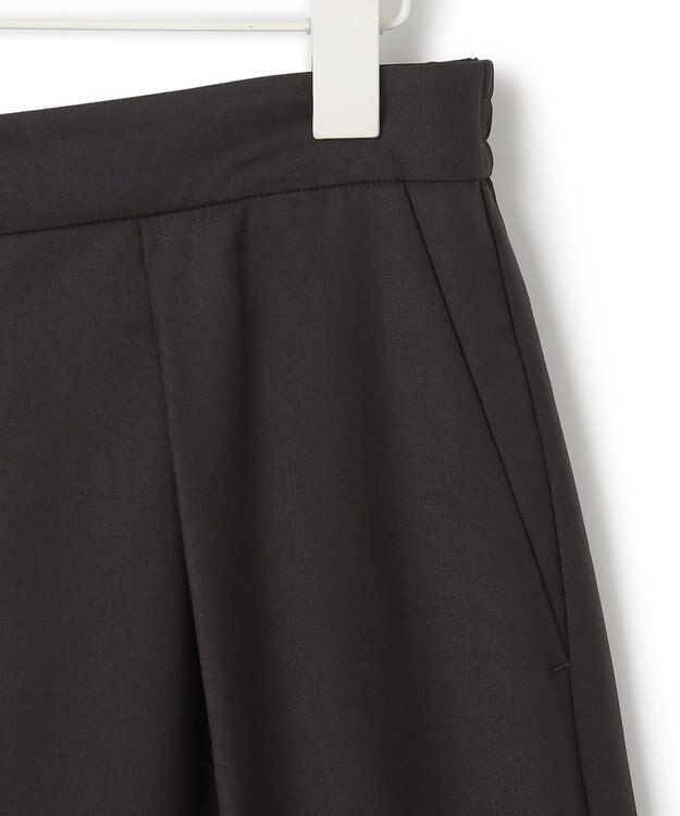 ICB 【洗える】 ウールヴィスコースストレッチ タックパンツ ブラック系