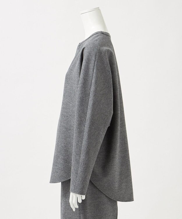 23区 【エステータ】ウールツイルジャージー スリットネック ブラウス グレー