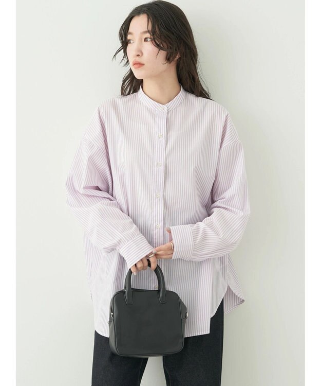 earth music&ecology ドルマンストライプシャツ Stripe Pink