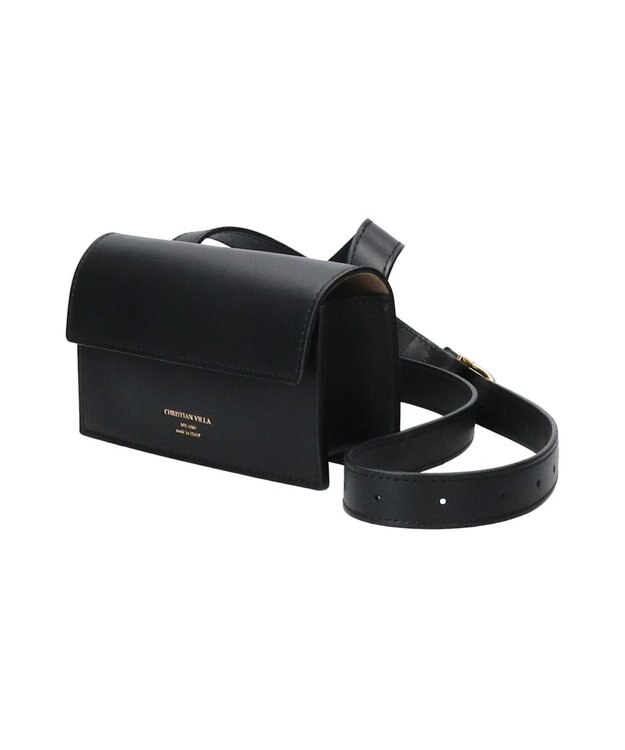 INTER-CHAUSSURES 【Christian Villa】スムースレザーミニショルダーバッグ ブラック