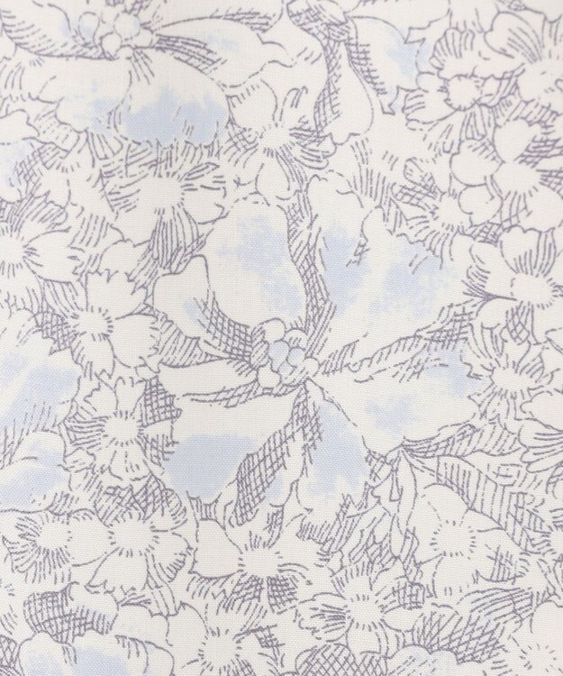 J.PRESS LADIES 【洗える】ポリエチレンスパンブロードフラワープリント ブラウス ベージュ×サックスブルー系